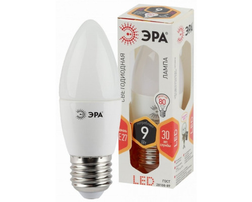 Светодиодная лампа E27 9W 2700К (теплый) Эра LED B35-9W-827-E27 (Б0027971