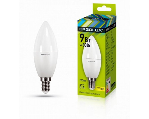 Светодиодная лампа E14 9W 3000K Ergolux LED-C35-9W-E14-3K 13167