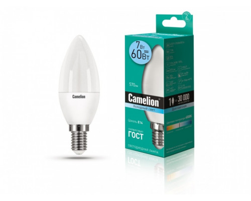 Светодиодная лампа E14 7W 4500 (белый) C35 Camelion LED7-C35/845/E14 (12074)