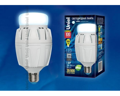 Светодиодная лампа E27 100W 6500K (холодный) Venturo Uniel LED-M88-100W-DW-E27-FR ALV01WH (9508)