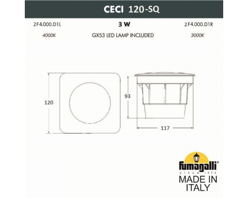 2F4.000.000.AXG1L Уличный встраиваемый светильник Fumagalli Ceci