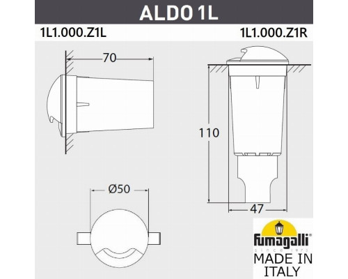 Грунтовый светильник светильник Fumagalli ALDO 1L 1L1.000.000.LXZ1L