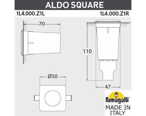 Грунтовый светильник светильник Fumagalli ALDO SQUARE 1L4.000.000.LXZ1L