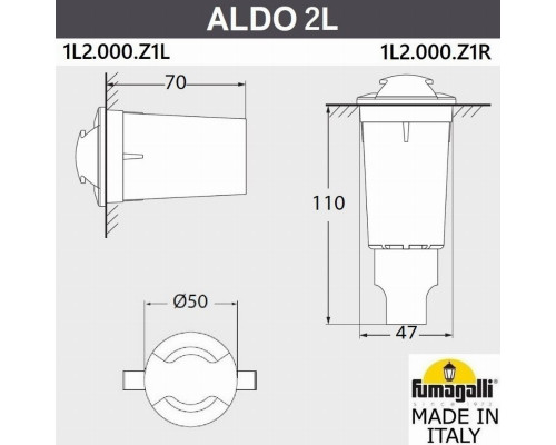 Грунтовый светильник светильник Fumagalli ALDO 2L 1L2.000.000.AXZ1L