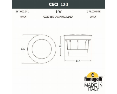 2F1.000.000.AXG1L Уличный встраиваемый светильник Fumagalli Ceci