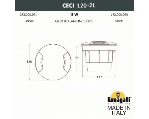 2F2.000.000.LXG1L Уличный встраиваемый светильник Fumagalli Ceci