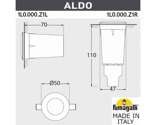 Грунтовый светильник светильник Fumagalli ALDO 1L0.000.000.LXZ1L