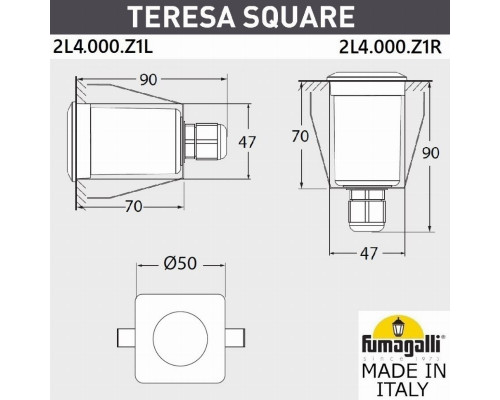 Уличный встраиваемы светильник Fumagalli TERESA SQUARE 2L4.000.000.AXZ1L