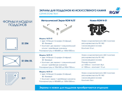 Душевой поддон трапеция RGW ST/T-Be Бежевый (900x900)