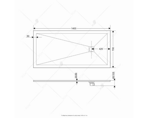 Душевой поддон прямоугольный RGW ST-G (700x1400)