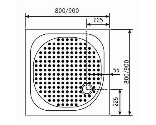 Душевой поддон квадратный RGW LUX/TN (800x800)