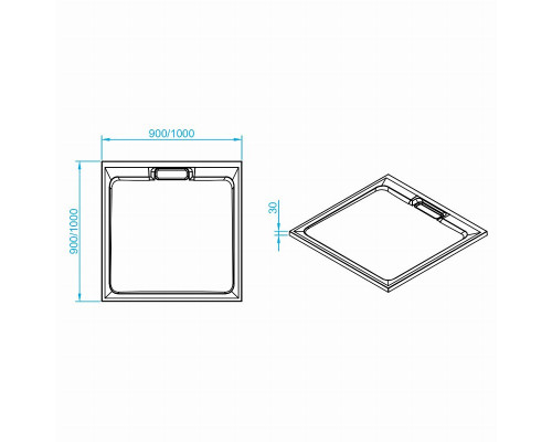 Душевой поддон квадратный RGW STA-01W Белый (900x900)