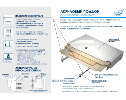 Душевой поддон квадратный RGW LUX/TN (900x900)