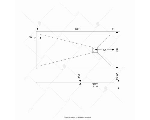 Душевой поддон прямоугольный RGW ST-G (900x1500)