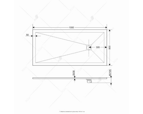 Душевой поддон прямоугольный RGW ST-W Белый (800x1000)