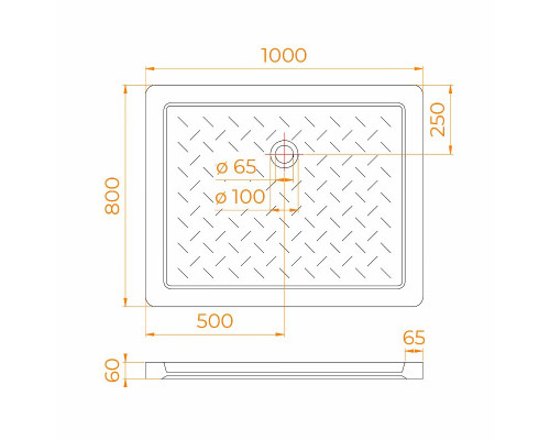 Поддон для душа прямоугольный керамический RGW CR (Глубина 35) (800x1000)