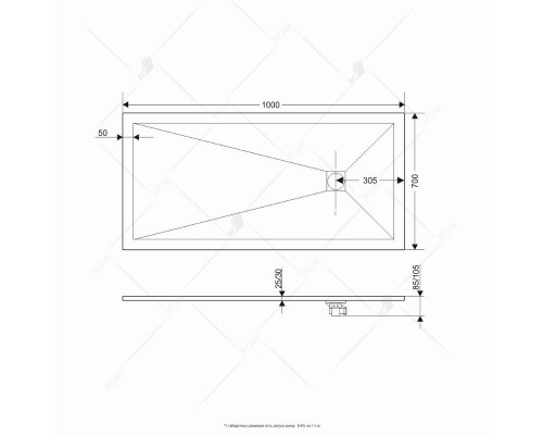 Душевой поддон прямоугольный RGW ST-W Белый (700x1600)