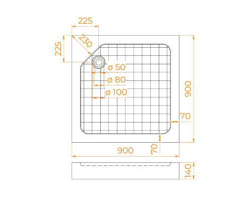 Душевой поддон квадратный RGW SMC-W Белый (900x900)