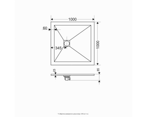 Душевой поддон квадратный RGW ST-G Графит (1000x1000)