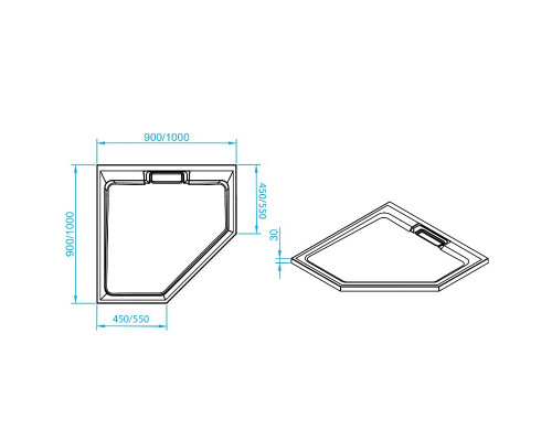 Душевой поддон трапеция RGW STA-61B Черный (900x900)