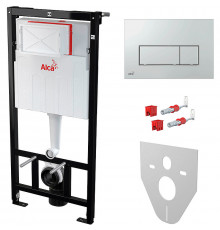 Система инсталляции для унитазов Alcaplast AM101/1120-4:1 RU M571-0001 4 в 1 с кнопкой смыва хром и шумоизоляцией